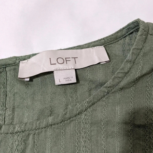Loft Ruffle Cropped Blouse, Color Olive Green Size L - Picture 15 of 16